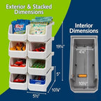 ReadySpace Medium Stackable Plastic Storage Bins, 8-Pack, White - Image 3