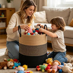 70L Woven Laundry Basket, Large Clothes Hamper with Handles- Jute - Image 4