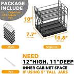 SpaceAid Pull Out Spice Rack Organizer, Heavy Duty Slide Out Seasoning Kitchen Organizer, Cabinet Organizer, with Labels, 7.7" W x10.75 D x10 H, 3 Drawers 2-Tier - Image 6