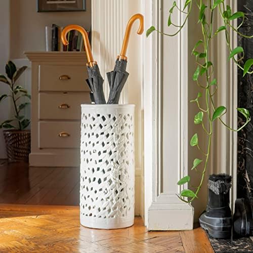 Red Lantern 20" Bamboo Lattice White Porcelain Umbrella Stand by RedLantern