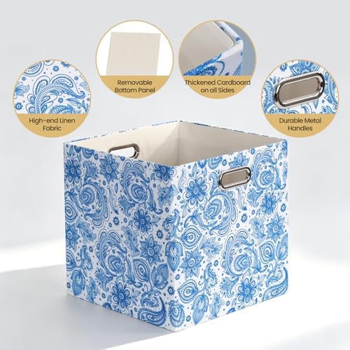 Posprica Cube Storage Bins Fabric Storage Cubes, 13 Inch Collapsible Cubby Storage Bins for Cube Organizer, Decorative Storage Boxes for Shelf Closet Organizer Nursery Toy Storage(Celadon blue) - Image 5