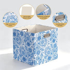 Posprica Cube Storage Bins Fabric Storage Cubes, 11 Inch Collapsible Cubby Storage Bins for Cube Organizer, Decorative Storage Boxes for Shelf Closet Organizer Storage(Celadon blue) - Image 4