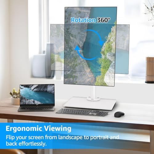 MOUNTUP Monitor Stand for Desk, Freestanding Monitor Mount Fits 13-32 inch Screen up to 19.8 lbs, Screen Stand with Swivel, Height, Rotation Adjustment, VESA Mount 100 x 100mm, 75 x 75mm - Image 5