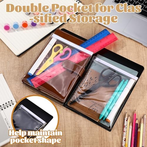 8 Pack Magnetic File Holder Fridge Organizer Black with 2 Pockets - Image 3