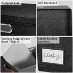 Roobyl 17" Large Fabric Storage Box with Lids, 3-Pack, Black - Image 4