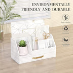 Wisuce Bamboo Mail Organizer Countertop with Drawers, Wooden Desk Organizer File Bill Sorter Storage Box for Desktop Letter Envelope Countertop Holder for Office Home School Organization - Image 2