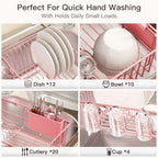 MAJALiS Pink Expandable Dish Drying Rack Over Sink with Anti-Slip Grip - Image 6