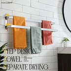 KOKOSIRI Towel Bars Bath Towel Holders 32 Inches Chrome Bathroom 2-Tiers Ladder Towel Rails Wall Mounted Towels Shelves Rack Polished Stainless Steel, B5008CH-L32 - Image 4