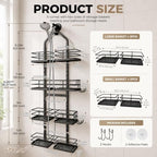 4-Tier Hanging Shower Caddy for Handheld Showerhead, Matte Black - Image 2