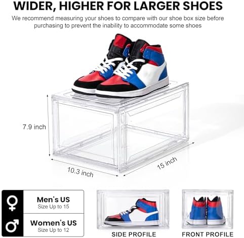12 Pack Acrylic Shoe Boxes,Clear Plastic Stackable Sneaker Box,Shoe Containers,Shoe Display Case,Sneaker Storage,Fits Up to Size 15 - Image 2