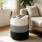 105L Extra Large Laundry Basket,Clothes Hamper with Handles-Black - Image 3