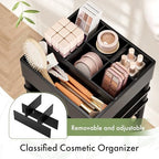 Amazer Bamboo Makeup Organizer Cart with 3 Drawers, Floor Skin Care Storage for Bathroom Bedroom, Rolling Vanity Organizer Cart for Cosmetic, Nail Polish, Perfume and Hair Tools, Black - Image 3