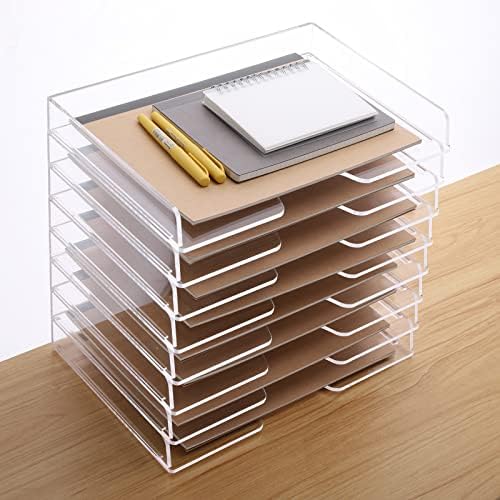 SANRUI Acrylic Paper Tray Organizer, Stackable Desk Organizer, 2-Pack - Image 3