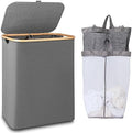 IEGrow Laundry Hamper with Lid,150L Laundry Basket with 2 Mesh Bags,Grey by iEGrow