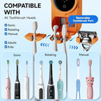 Wall-Mounted Toothbrush Holder for Bathroom, Proximity Sensor Toothbrush Cleaner, Compatible with Most Toothbrush Models, LED Smart Screen, Heating Film Drying, Rechargeable (04Orange) - Image 6