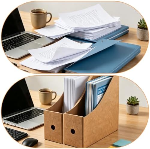 20 Pack Cardboard Magazine File Holders, Sturdy Book Bins for Classroom Library, 10.6'' ×10.2'' ×3.5'' Inch Vertical File Folder Box - Image 7