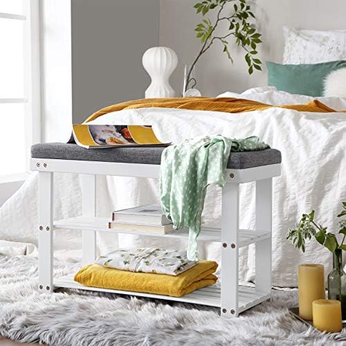 SONGMICS Bamboo Shoe Bench, 3-Tier Shoe Rack, 11.9 x 28.3 x 19.2 Inches - Image 4