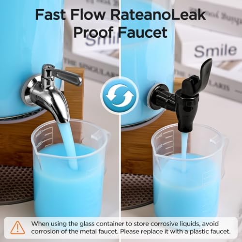 Glass Laundry Detergent Dispenser with Holder,1.1 Gallon Laundry Liquid Dispensers with Stainless-Steel Tap,Large Glass Fabric Softener Containers with Stand for Laundry Room Organization - Image 4