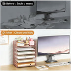 6 Tier Paper Organizer with Handle,Construction Teacher Desk Decor,Rose Gold - Image 5