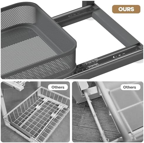 2-Pack 21.3 IN Depth Under Sink Organizer With Next-Gen Ball-Bearing Slides,Sophisticated Mesh 2-Tier Pull Out Shelf for Kitchen & Bathroom,Fits Small Items-Gun Gray - Image 3