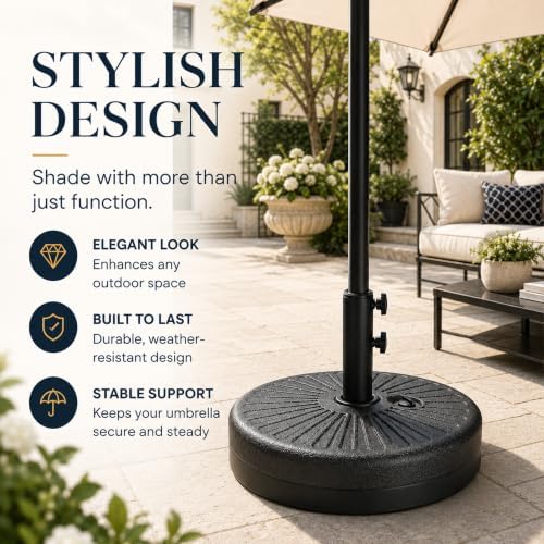 20 Inch 50 Lbs Fillable Heavy Duty Umbrella Base, Stable Outdoor Stand, Durable Holder for Lawn Patio Deck and Poolside Parasols, Black50 - Image 5