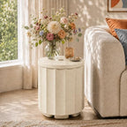 Umbrella Side Table with Hole, Weighted Umbrella Base, Beige - Image 6