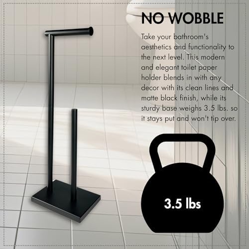 GRANDMIX Stylish Standing Toilet Paper Stand in Simple Shape | Freestanding Bathroom Organizer for Multiple Papers | Modern Look Stand for Modern Bathrooms and Guest Restrooms - Image 3