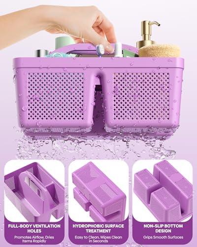 Portable Shower Caddy with Handle - 4 PCS, BPA-free, Light Purple - Image 5