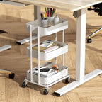 Simple Houseware 3-Tier Utility Cart, Low 24" Height Fits Under Desk, White - Image 2