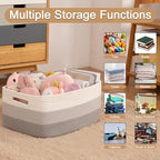 OIASKET Large Storage Basket for Organizing, Woven Rope Basket for Shelves, Closet Organizer Bins for Clothes, Blanket, Toys, Baby Nursery Storage, 17.7" x 13" x 7.87", 2 Packs Gradient Grey - Image 3
