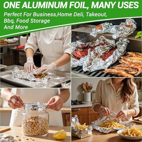 Aluminum Foil Sheets, 400 Count Tin foil,12" x 10.5" Pre-Cut Pop-Up Dispenser for Food Wrap, Hot Dog or Sandwich Wrap,Food Storage, Baking, Catering, Restaurant,Kitchen Use - Image 6
