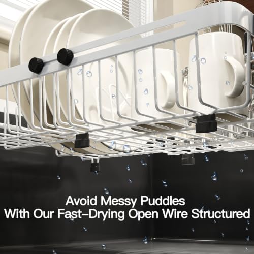 MAJALiS White Expandable Dish Drying Rack Over The Sink with Anti Slip Grip - Image 7