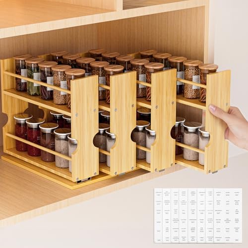 Jolitac Bamboo Pull Out Spice Rack for Cabinet, Slide Out Drawers by Jolitac