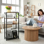 Freestanding Toilet Paper Holder with Storage Wood Shelf Adjustable Feet - Image 7