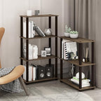 Furinno TURN-S-TUBE Storage Shelves, 3-Tier Book Shelf, Corner Shelf, Toolless Open Shelves, for Organization and Storage, Living Room, Garage, Home Office, Walnut - Image 2