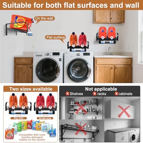 Laundry Detergent Holder Stand with Drip Tray, Laundry Soap Holder Liquid Detergent Riser Organizer for Laundry Room (Extra Large-Black) - Image 4