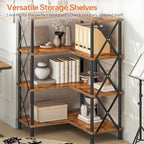 HOOBRO Corner Bookshelf, 4-Tier L-Shaped Bookcase, Industrial Open Display Shelf Tall Storage Organizer, Vertical Storage Rack, for Living Room, Home Office, Rustic Brown and Black BF59SJ01 - Image 5