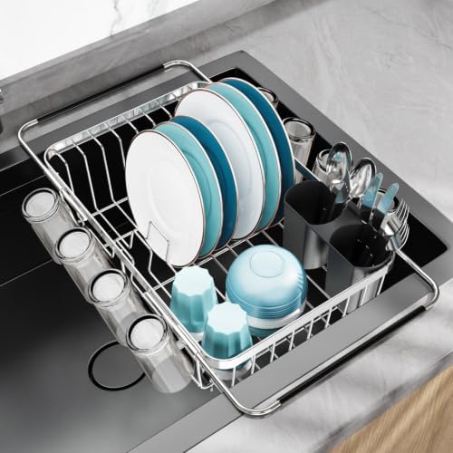 GSlife Dish Drying Rack in Sink - Stainless Steel Over Sink Dish Drainer by GSlife