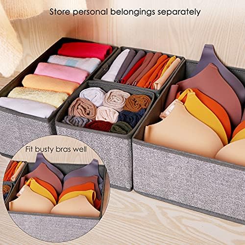 12 Pack Drawer Organizers for Clothing, Foldable Clothes Storage Box Closet Dresser Drawer Organizers Dividers, Bedroom Organization Fabric Bins for Baby Clothes Underwear Sock Bra Ties (Grey) - Image 5