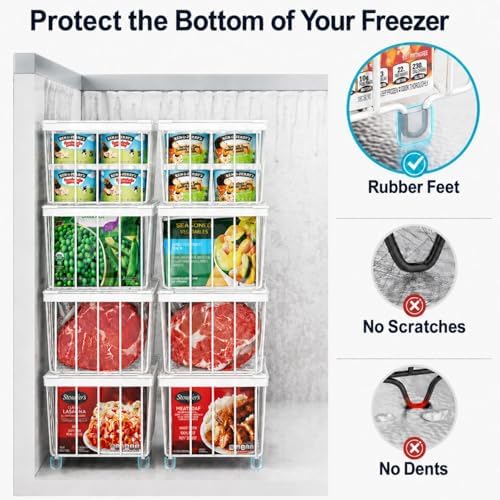 iSPECLE Deep Freezer Organizer Bins - Small Baskets for 7 Cu.Ft, 8 Pack - Image 6