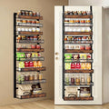9 Tier Over the Door Pantry Organizer 2 IN 1 Hanging or Wall Mounted Spice Rack with Adjustable Basket,Heavy Duty Seasonning Storage Shelf for Kitchen Pantry and Bathroom Black by Clothink