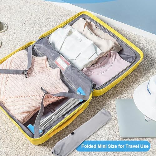 Portable Garment Rack, Folding Clothes Rack, Collapsible Clothing Rack for Dance, Travel, Camping, Laundry, Indoor, Outdoor, Drying, RV, Mini Compact Racks Blue + 3 Foldable Clothes Hangers - Image 4