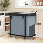 Rolling Laundry Hamper with Wheels, Laundry Hamper 3 Section with Lid Gray - Image 6