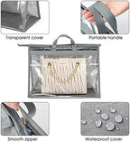 Handbag Dust Bags Clear Purse Storage Organizer for Closet Small to Extra Large Handbags Dust Free Bags Hanging Zipper Storage Bag with Hooks, ( Grey, 4 Sizes-8PCS) - Image 3