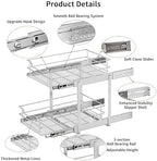 EZKAZA Pull Out Cabinet Organizer for Kitchen Utensil 17.5" W x 21" D, 2-Tier Cabinet Pullout Shelves and Drawer Organizer Slide Out Pantry Storage Basket, Bottom Basket 16.2" W x 20.4" D x 4.7" H - Image 2