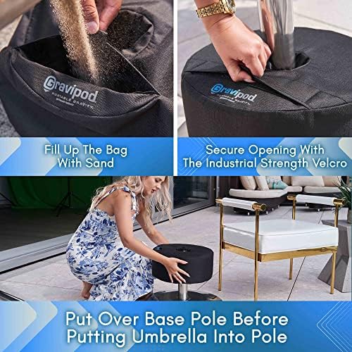 Gravipod Umbrella Base Weight | Outdoor Sand-Fillable Stabilizer for Cantilever, Offset, and Patio Umbrellas | Heavy-Duty Weather-Resistant Fabric - Image 3
