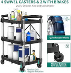 YITAHOME 3-Tier Folding Utility Cart with Wheels (2 Brakes), 240lbs - Image 3