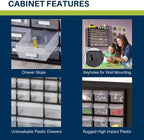 Akro-Mils 44-Drawer Plastic Drawer Storage Cabinet for Garage Organization, Bead Organizer, Building Bricks Storage, Teacher Toolbox, Makeup Organizer, 20" W x 6" D x 16" H, 10144 Black (Pack of 2) - Image 4