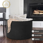 INDRESSME 115L Extra Large Woven Rope Blanket Basket Living Room, Black - Image 7