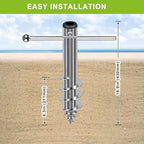 Dolibest Beach Umbrella Sand Anchor, Heavy-Duty Steel Beach Umbrella Holder with 3 Sleeves (Fits 1-2" Poles), Windproof Beach Umbrella Stake, Fully Welded Spiral Base Design for Ultimate Stability - Image 5